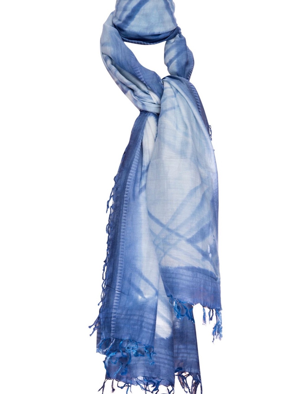 Lightweight Blue Tie-Dye Scarf